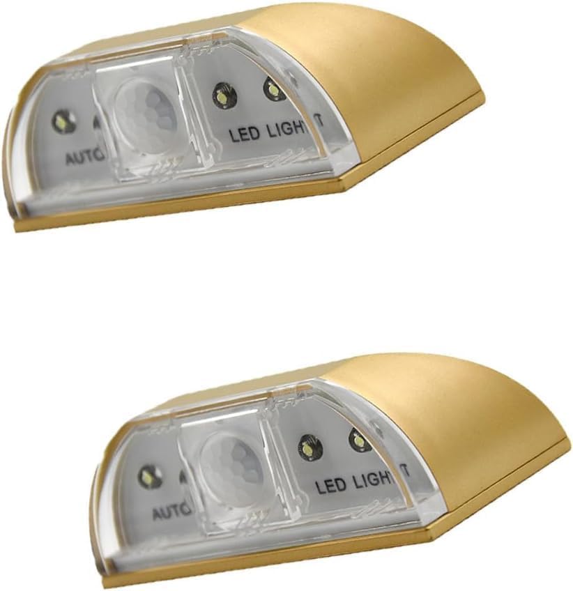 Sqruchel Key Light Door Lights  Small Motion Sensor Light with 4 LED Bulbs  Battery Powered Night Lights for Hallway  Stairway  Kitchen  Closet  Bedroom (2 Pack Gold)