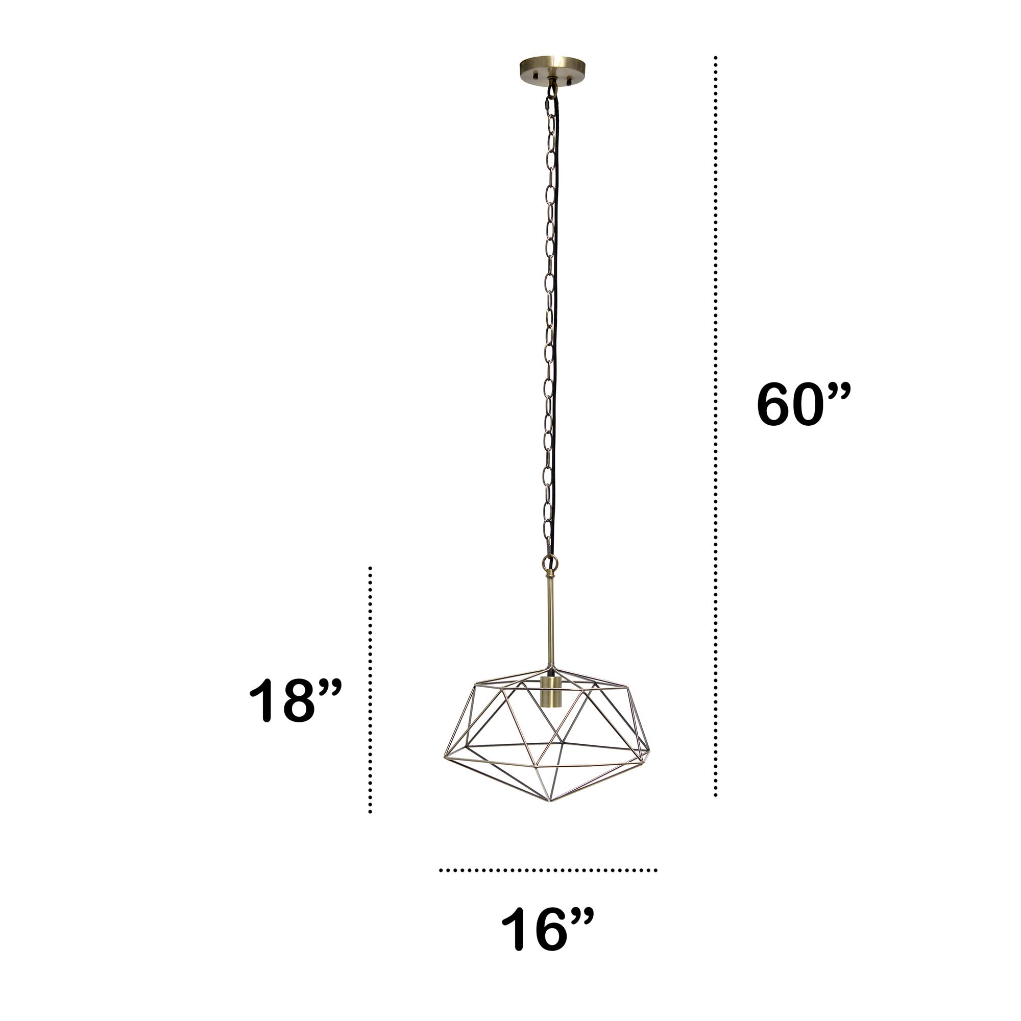 Lalia Home Modern Indoor Home/Office Bright 1 Light 16 Modern Metal Wire Paragon Hanging Ceiling Pendant Fixture - Antique Brass