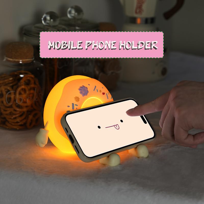 Hpydiy Cute Donut Night Light For Kids Silicone Nursery Nightlight  Touch Control Usb Rechargeable Lamps Breastfeeding Sweet Kawaii Dorm Room Decor Christmas Gift Baby Kids Girls Teens Pink