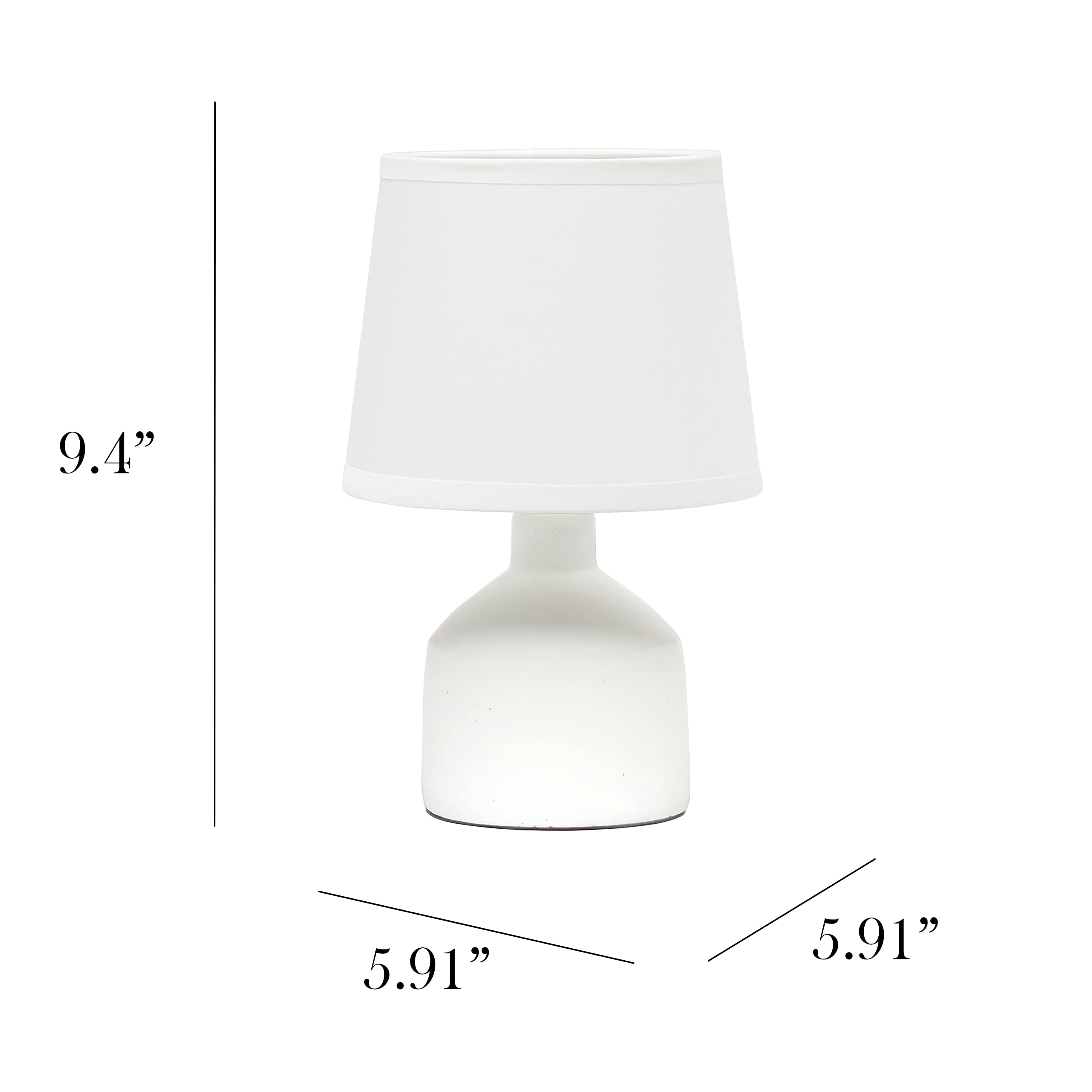 Simple Designs Lt2080-Off Mini Concrete Table Lamp, Off White, 5.91 X 5.91 X 9.4, Ideal For Modern Home Decor