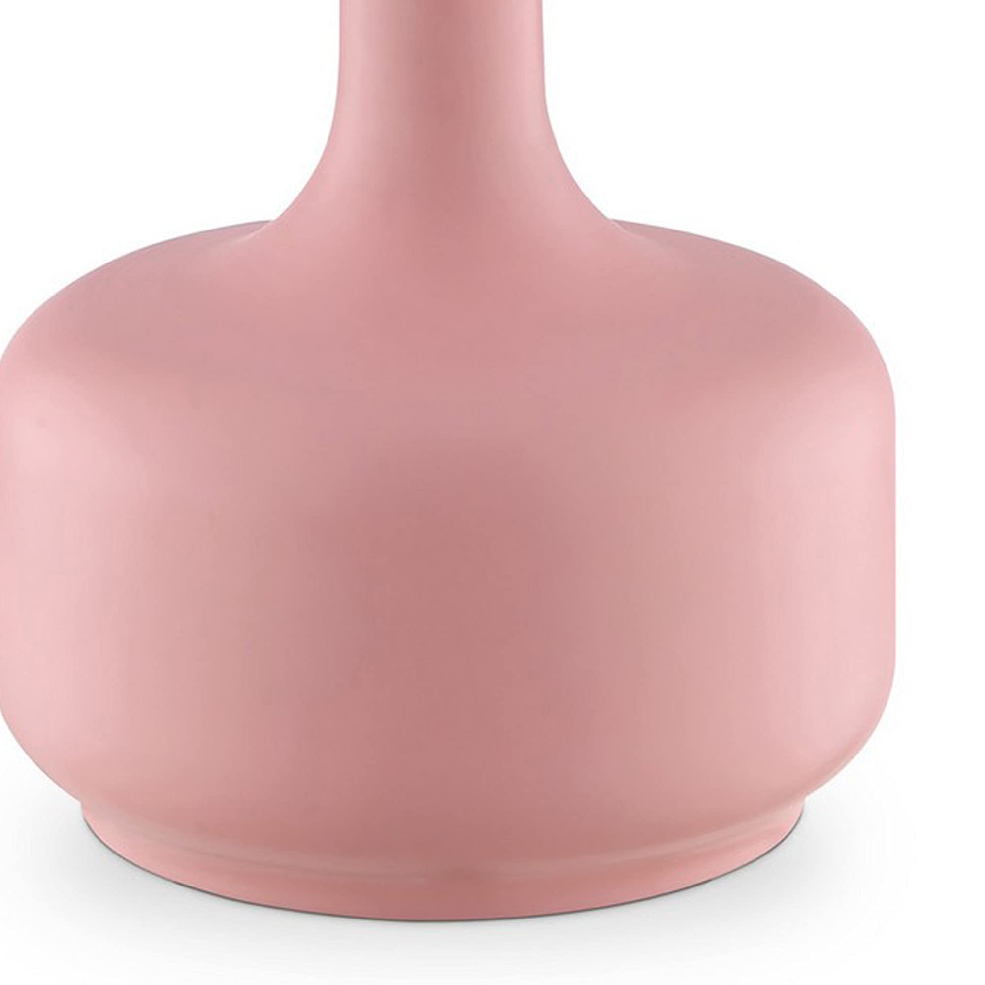 Benzara Bm240454 Table Lamp With Teardrop Metal Base & Fabric Shade, Pink