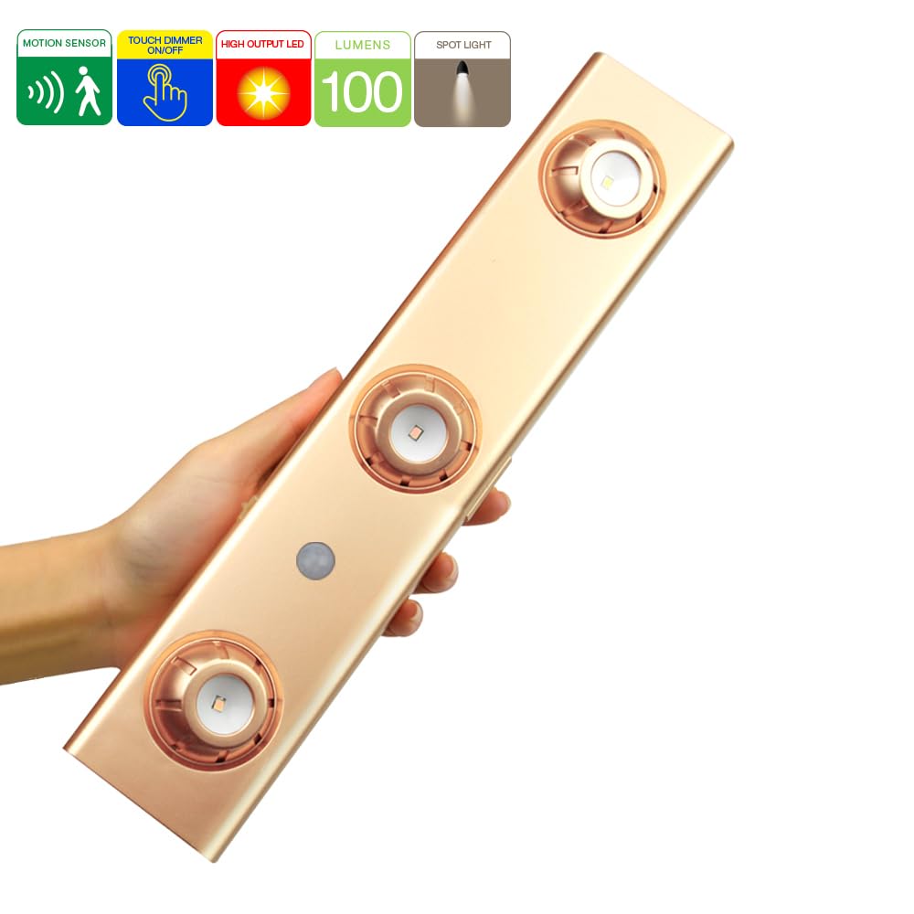 Luxsway Led Motion Sensor Light, Under Cabinet Lights Battery Operated, Manual On/Off Tap Light Accent Lights With Rotatable Hea