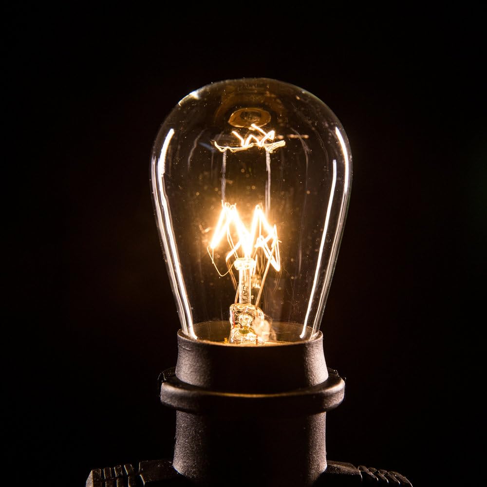 Hometown Evolution  Inc. 24 Foot E26 Outdoor Commercial String Lights With Suspended Socket For Weatherproof Heavy Duty Vintage Outside Lighting - Set Of 12 S14 Clear Bulbs