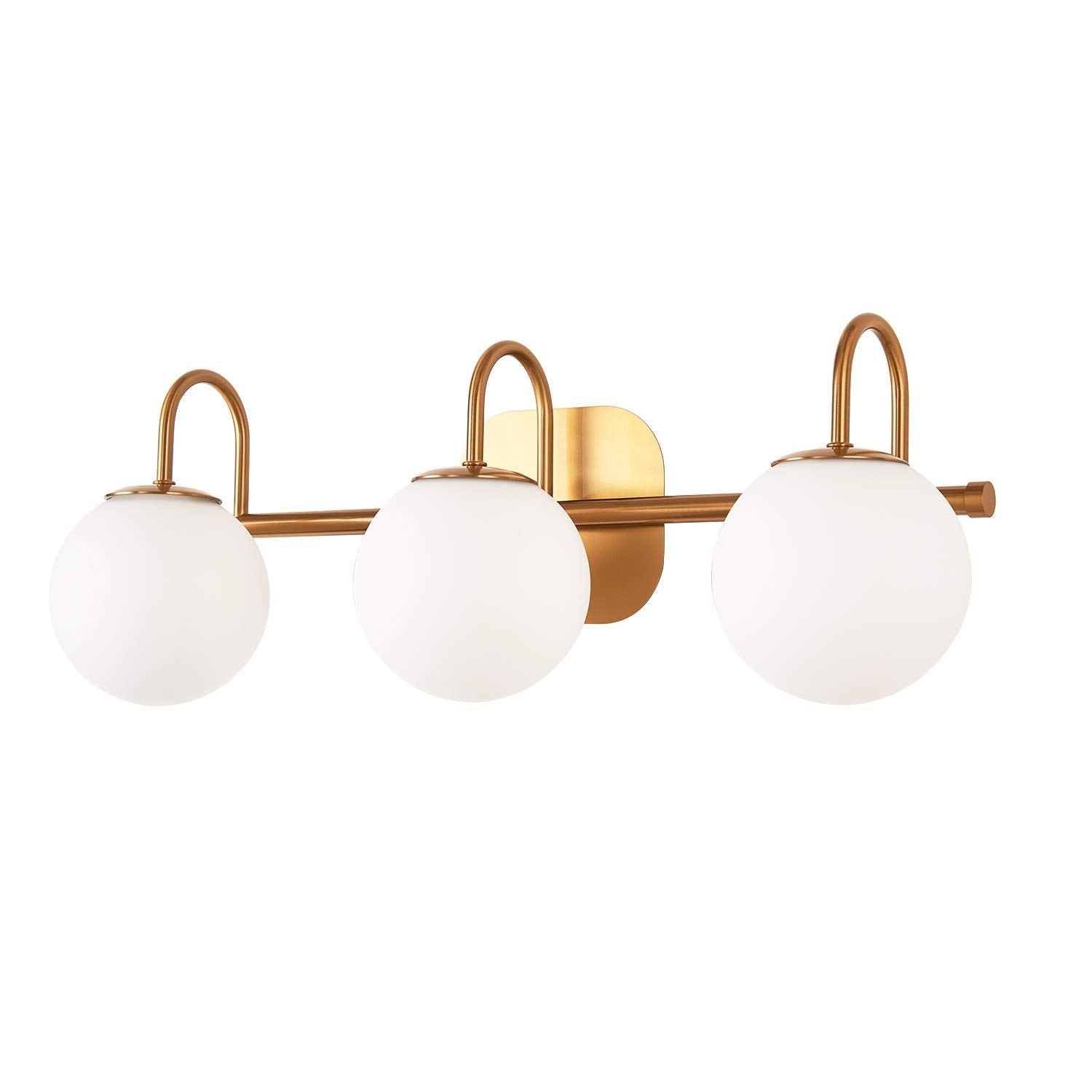 Zhuoer Modern Bathroom Vanity Light Fixtures 3 Lights Brushed Brass Frame And Milk White Glass Globe Shade Modern Wall Sconce Lighting Bath Vanity Lights Bar Over Mirror (Exclude G9 Bulb)