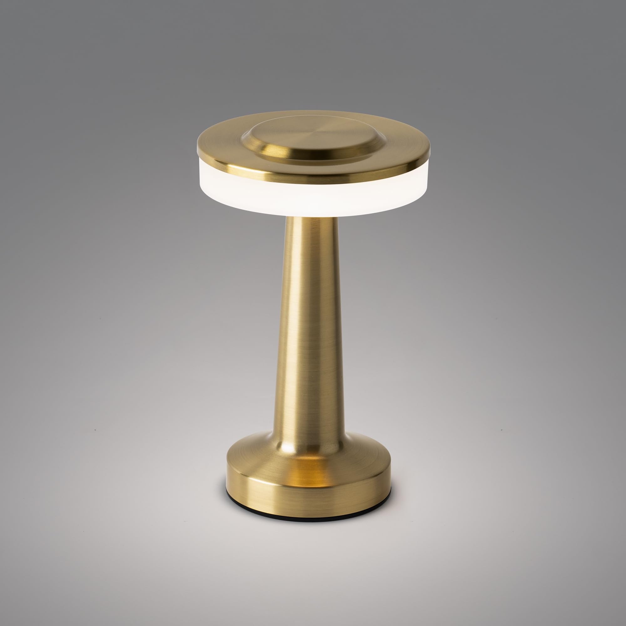 East Grove Home Radiance LED Cordless USB-C Re-Chargeable Desk Lamp  5200mAh Battery Operated with 3 Color Temperature 2700K-3000K-3500K and Fingertip Touch On/Off Plus Dimming in Satin Brass