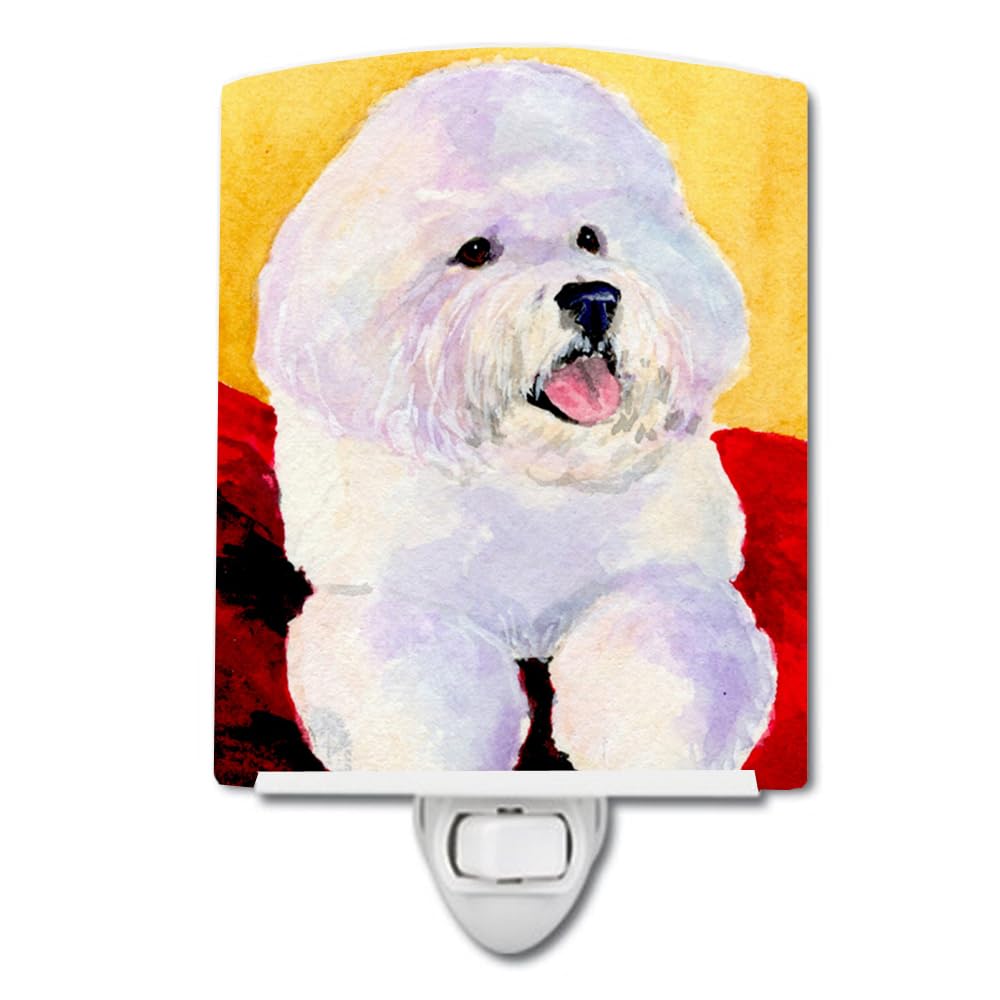 Caroline'S Treasures Ss8921Cnl Bichon Frise Ceramic Night Light Compact, Ul-Certified, Ideal For Bedroom, Bathroom, Nursery, Hallway, Kitchen, 6X4X3, Multicolor