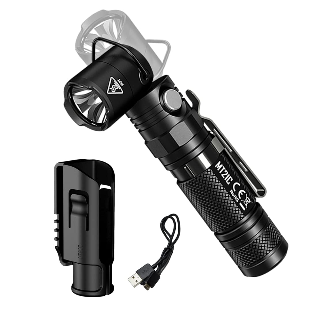 NITECORE MT21C LED Flashlight, 1000 Lumen, Right Angle Tiltable Head, USB Rechargeable, Anodized Aluminium, Black