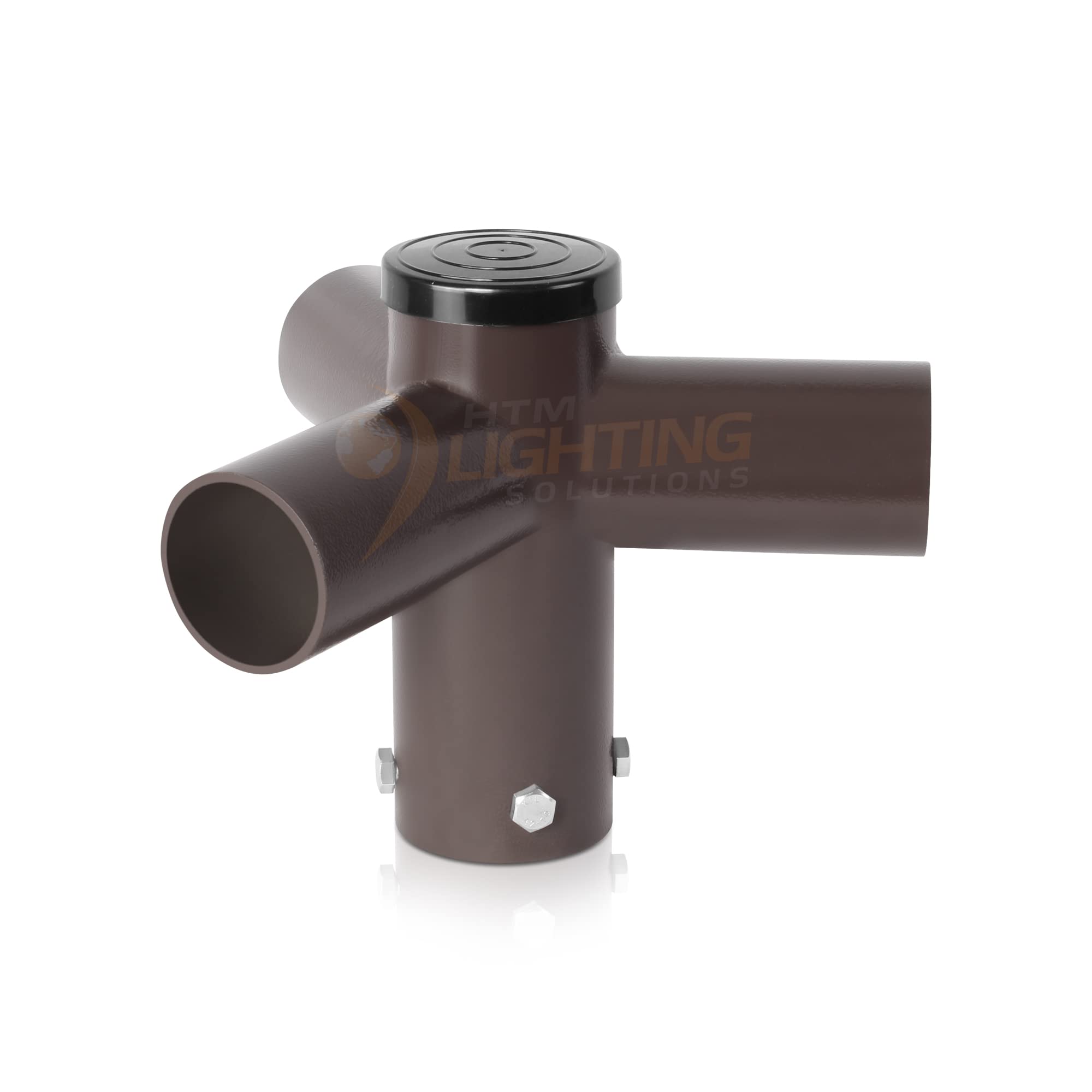 120 Degree Triple Pole Light Mounting Bracket, 2-3/8In Pole Mount Horizontal Arm Tenon Adapter For Parking Lot, Area, And Street