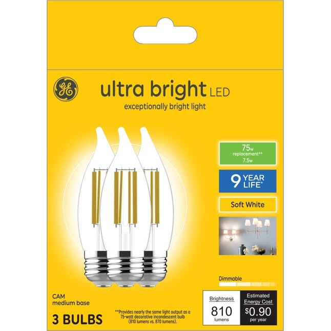 GE Lighting GE Ultra Bright LED 75-Watt EQ CAM Bright White Medium Base (E-26) Dimmable LED Light Bulb (3-Pack)