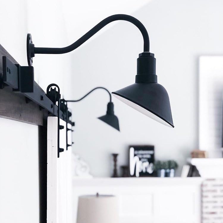 Steel Lighting Co. Venice Store Sign Light | Outdoor Accent | 9in Dome | 16in Gooseneck | Matte Black/White