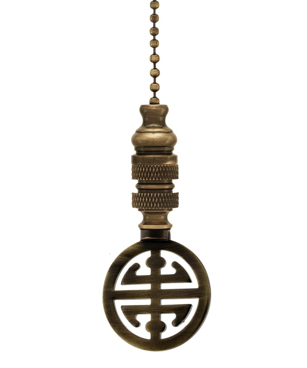 HomeConcept Classic Ceiling Fan Pull, 2.25inh with 12in Antiqued Brass Chain, Model 690391925923, Brass Color