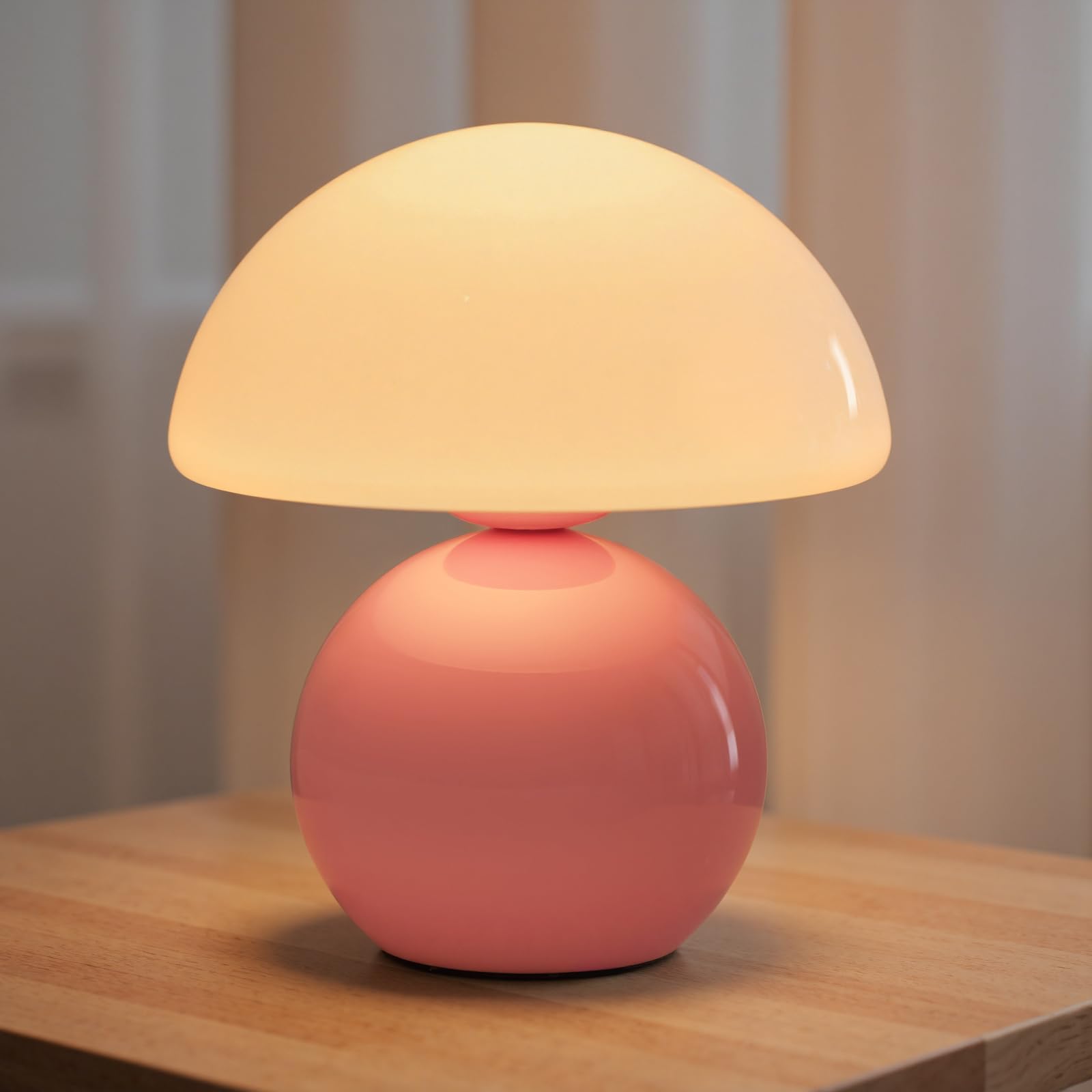 NIORSUN Mushroom Lamp Table Lamp for Bedroom  Portables Cordless Table Lamp Wireless lamp Small Bedside Table Touch Lamps for Living Room Mini Mushroom 5200mAh Battery Operated Lamp Modern Pink