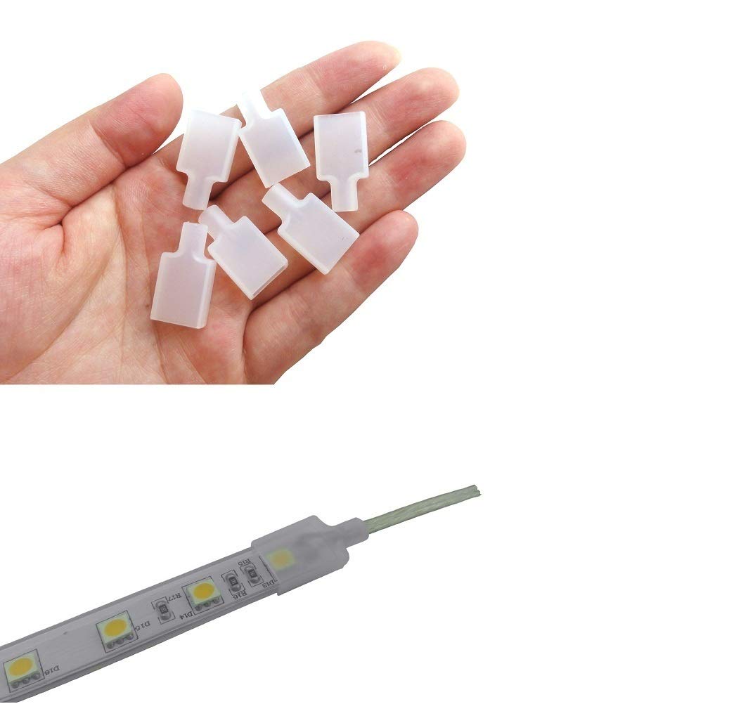 Msdusa 50 Pack Cable Cap With Adhesive For 10Mm/0.39In Width Ip67/Ip68 Waterproof Led Strip Light And Silicone Sleeve Waterproof Tape Light