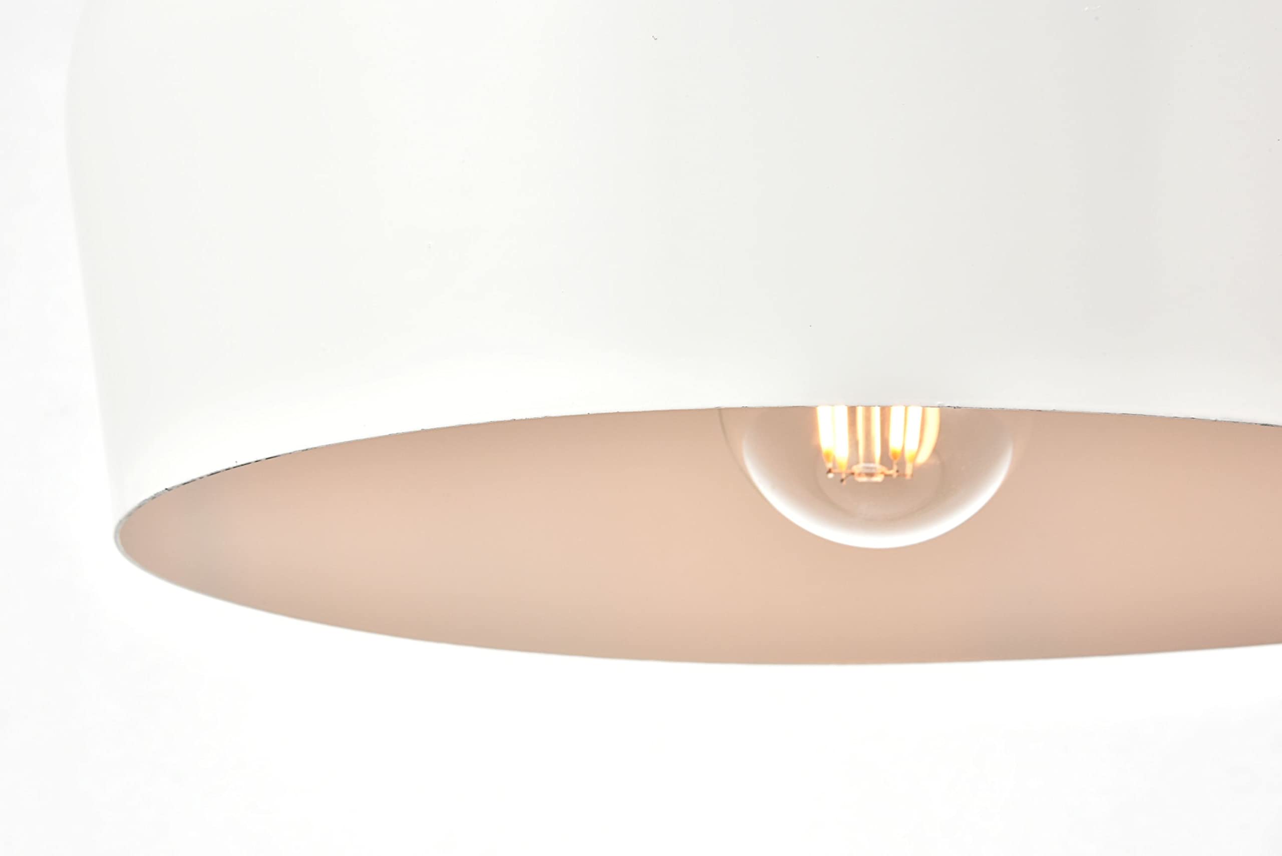 Elegant Lighting Nora Collection Pendant D11.5in H9in Lt:1 Frosted White and Natural Wood Finish