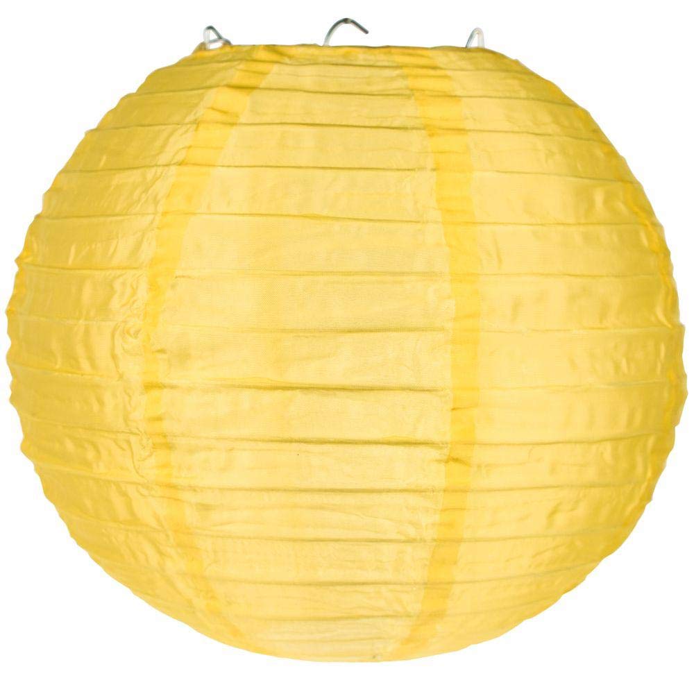 Quasimoon Paperlanternstore.Com 4 Inch Gold Round Nylon Lanterns, Even Ribbing, Hanging (10-Pack) Decoration