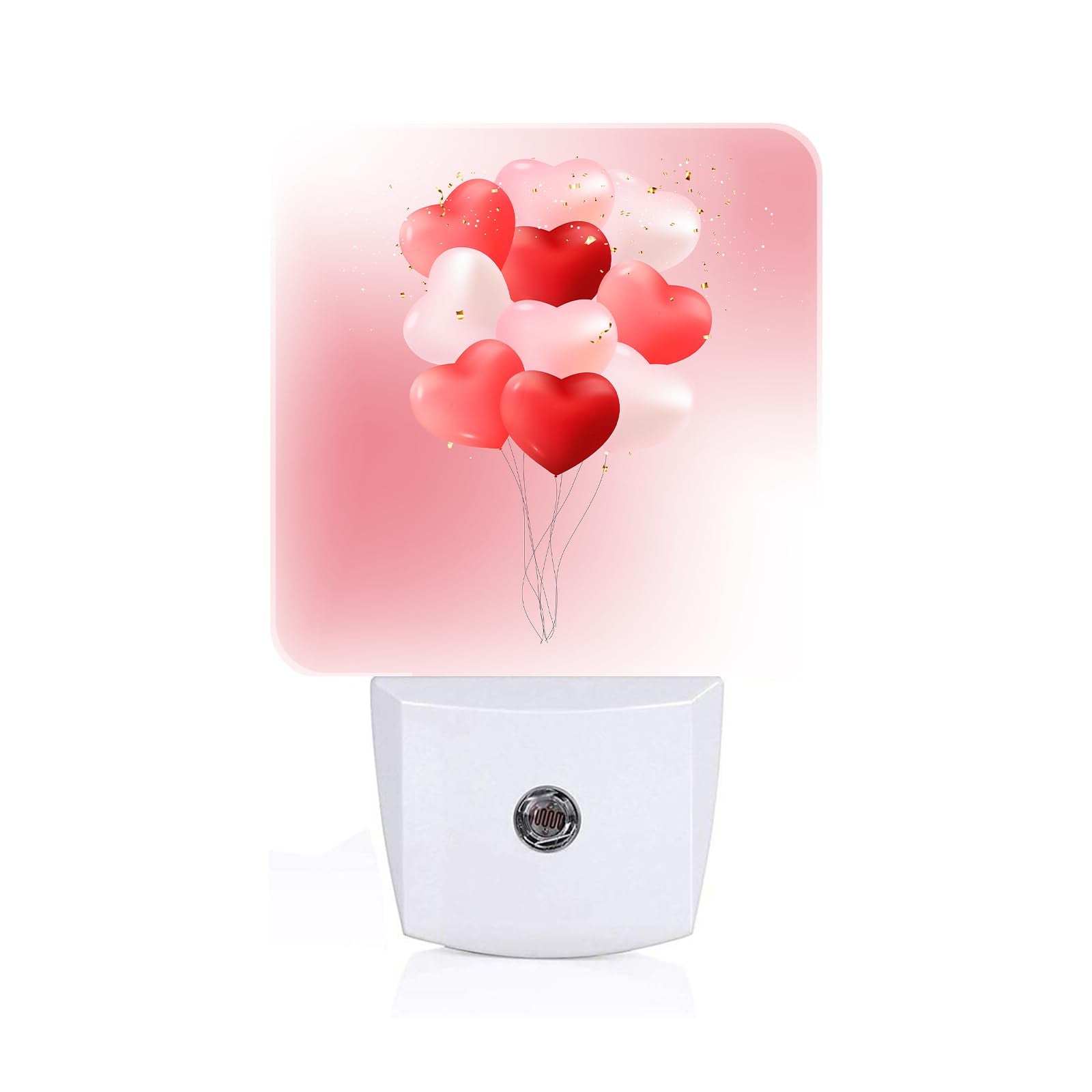 FSHVQKD Pink Candy Heart Balloons Night Light,Plug-in Night Lights with Dusk-to-Dawn Sensor for Stairway,Hallway,Bedroom Sleep F