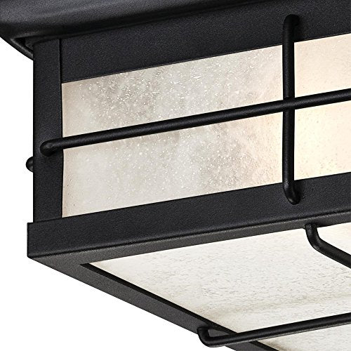 Westinghouse Two-Light Outdoor Flush-Mount Fixture, Textured Black Finish, Frosted Seeded Glass, Model 6204800