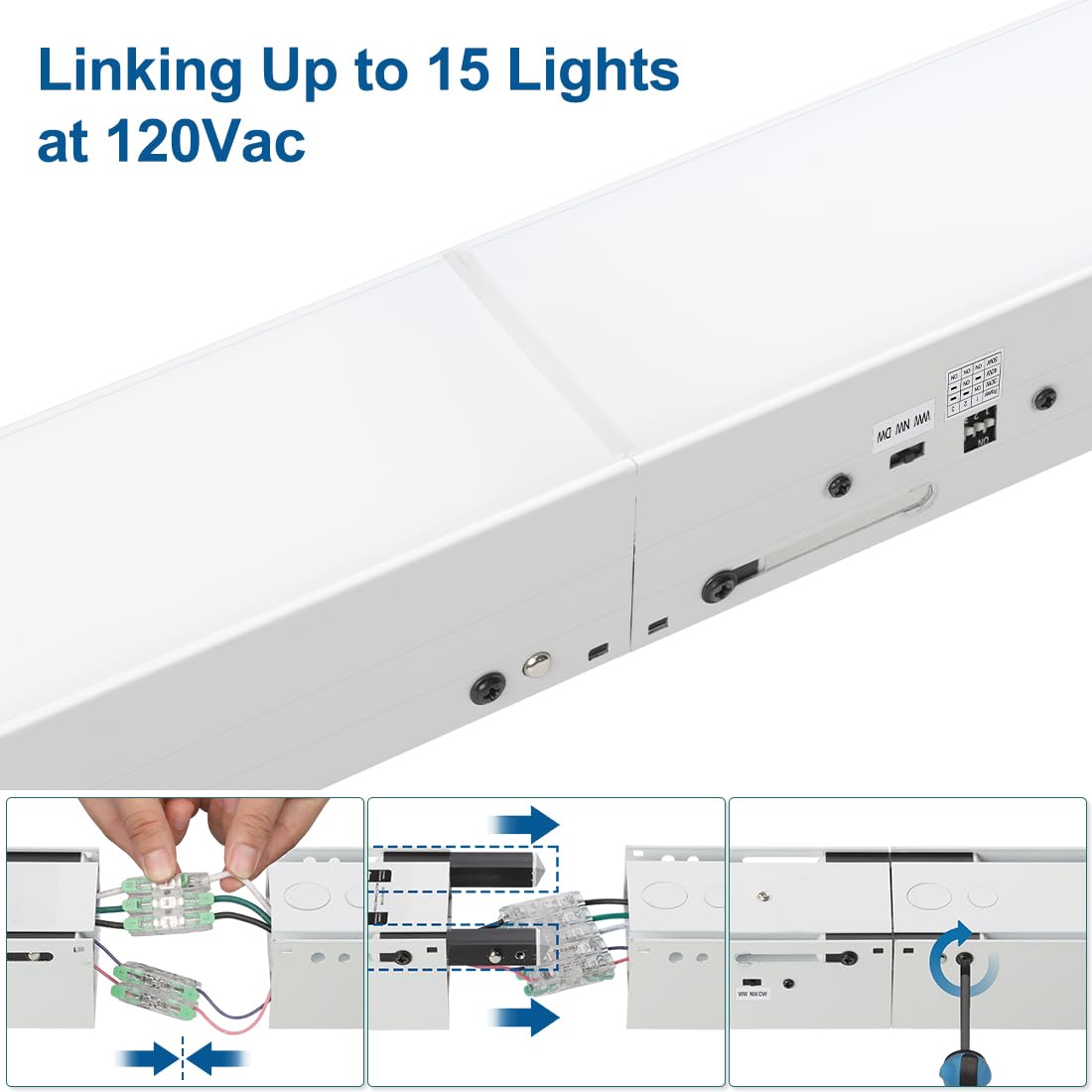 Dakason 4Ft Linkable Led Linear Light  50W/40W/30W  3/4/5000K Cct Selectable  Commercial Linear Lighting Fixture For Office  Workshop  Dimmable Suspended/Flush Mount Ceiling Light  White 4 Pack