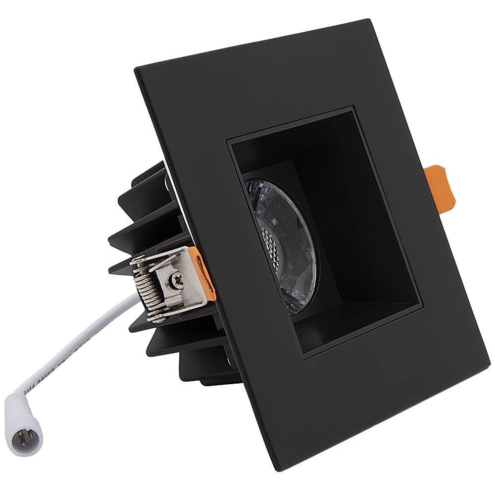 Maxxima 4 In. Ultra-Thin Recessed Anti-Glare Led Downlight Canless Ic Rated 1050 Lumens 5 Cct 2700K/3000K/3500K/4000K/5000K, Dimmable Square Black Trim, 90 Cri, J-Box Included
