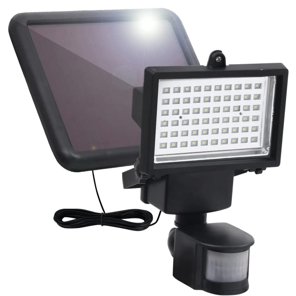 vidaXL Solar Powered LED Spotlight, Motion Activated, Black, Medium, Aluminum and Steel Frame, Model 315693