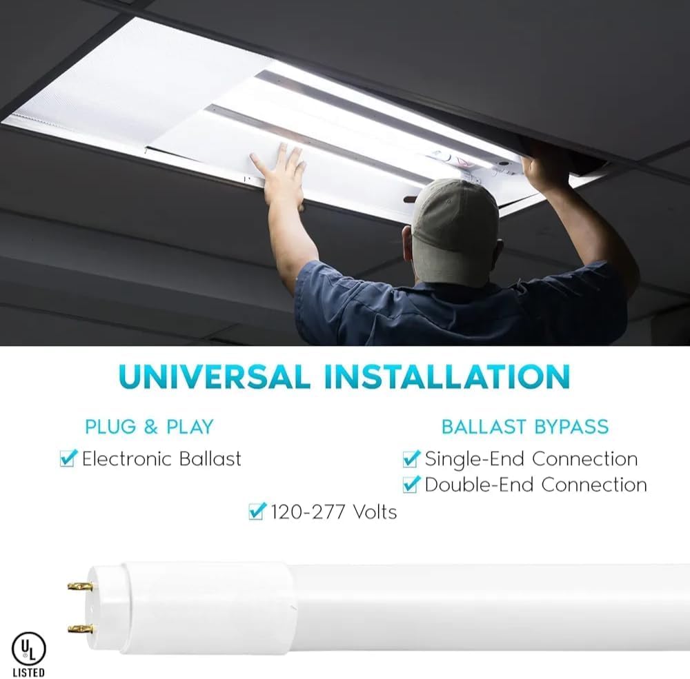 LED ENERGY PLUS 4FT T8 LED Tube Light, 12W-22W, 3000K-6500K, Frosted Cover, 24 Pack, Model LEP-4