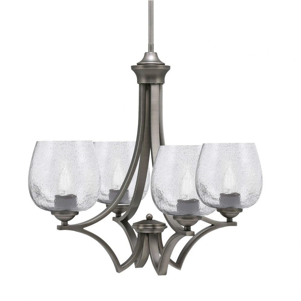 Toltec Lighting 564-GP-4812 Zilo - 4 Light Uplight Chandelier-19.75 Inches Tall and 21 Inches Wide, Finish Color: Graphite, Glass Color: Smoke Bubble