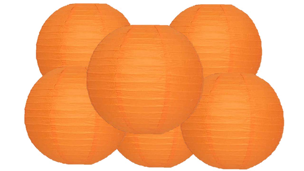 Pack of 6 Round Paper Lantern Lamp Paper Lanterns Party Decorations (Orange, 4''/10CM)