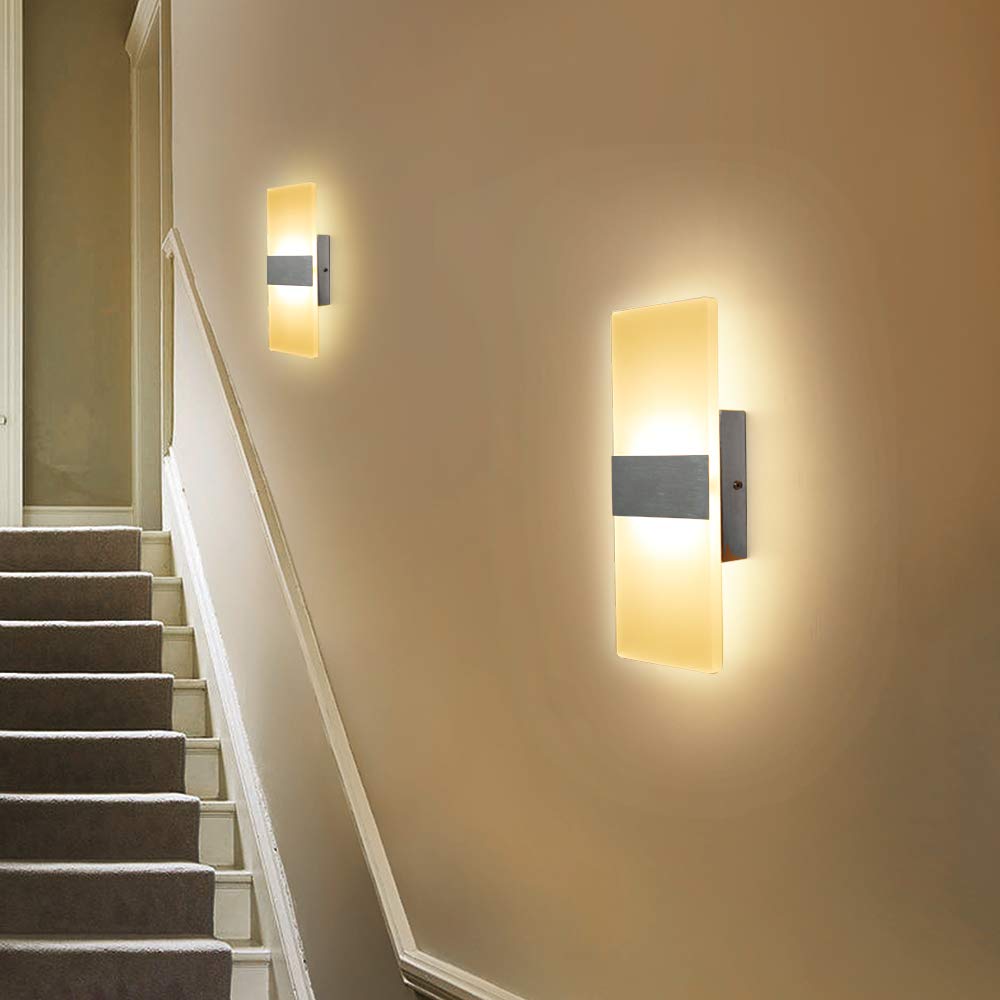 Lightess Modern Wall Sconce 12W Dimmable LED Acrylic Up Down Lamp Warm White HS521-2