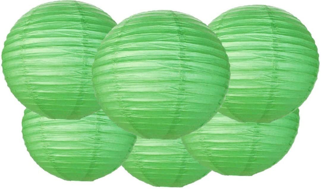 Matissa Pack Of 6 Round Paper Lanterns - Light Green, 8/20Cm Party Decorations