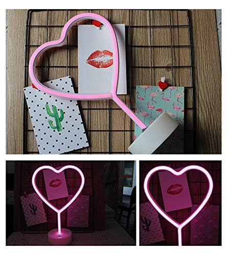 Lovenite Neon Indoor Night Light, Battery Operated Glowing Neon Decorative Sign Led Light For Room Party Festival Decorations (H