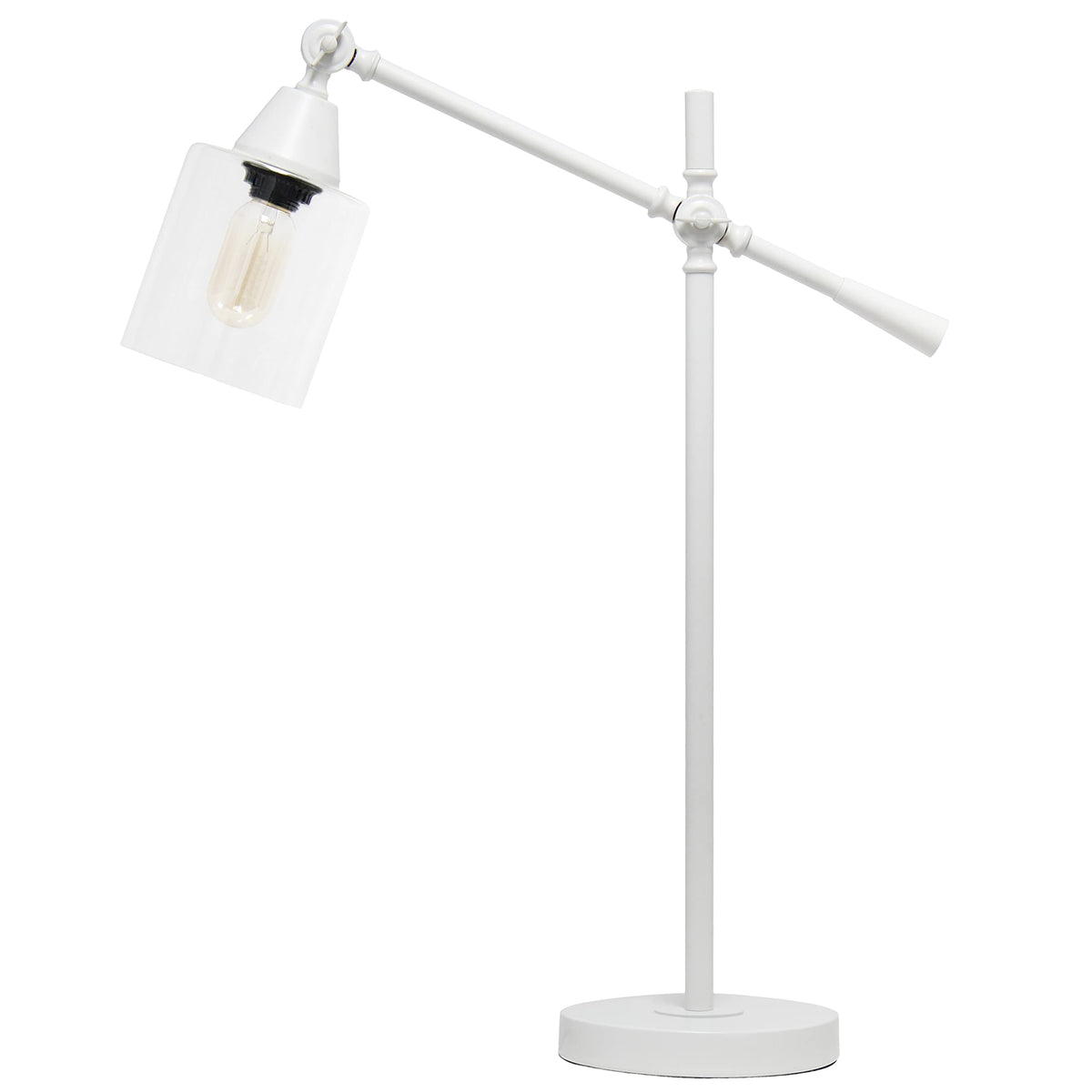 Elegant Designs Ld1030-Wht 28&quot; Industrial Tilting Arm Modern Table Desk Lamp, White