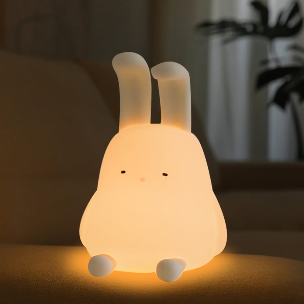 Myratts Cute Bunny Lamp  Kawaii Led Desk Decor Nightlight With Phone Stand Feature  Super Squishy Silicone Portable Light With Timer  Xmas Birthday Ideal Gifts For Baby Kid mature-themed