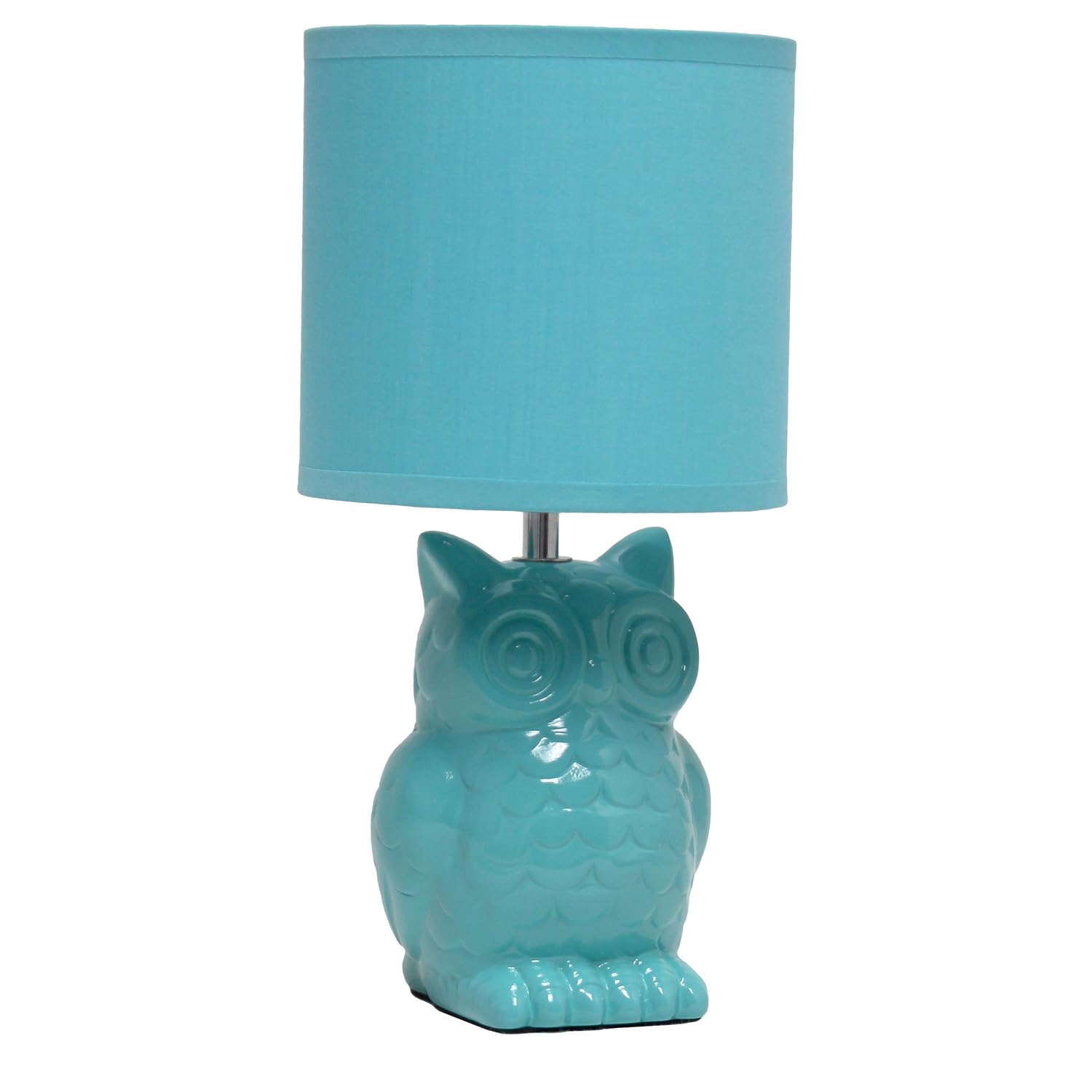 Simple Designs LT1136-TBL Ceramic Owl Table Lamp 12.8in Tiffany Blue Nightstand Light