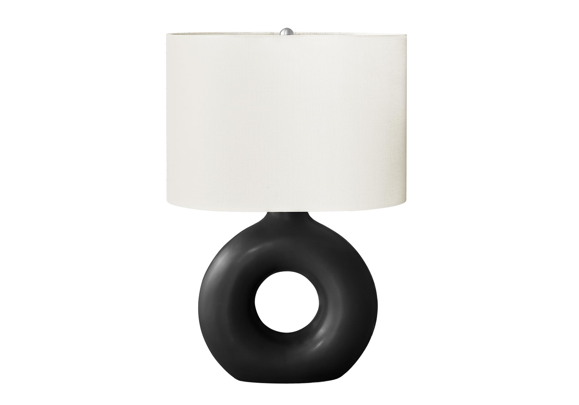 Monarch Specialties Table Lamp, 24" H, Black Ceramic, Ivory Shade, Model I 9673, Contemporary Design