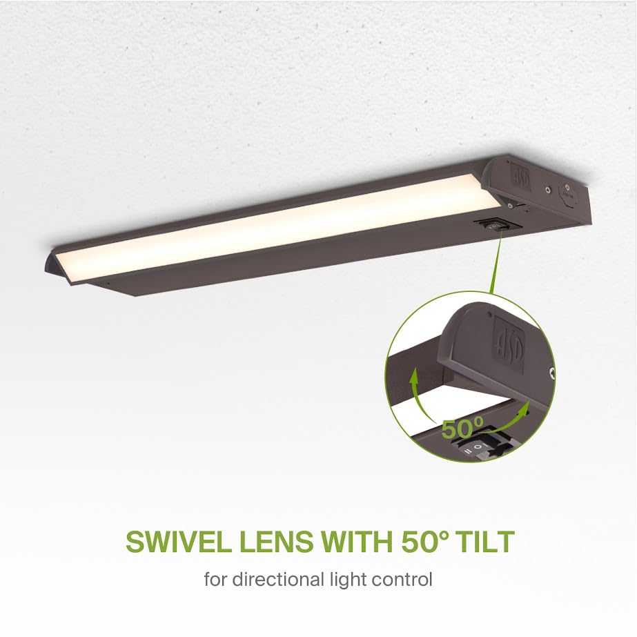ASD Swivel LED Under Cabinet Light, Dimmable, 18 Inch, Aluminum, 2700K/3000K/4000K, Hardwired/Plug-in, Model A-U