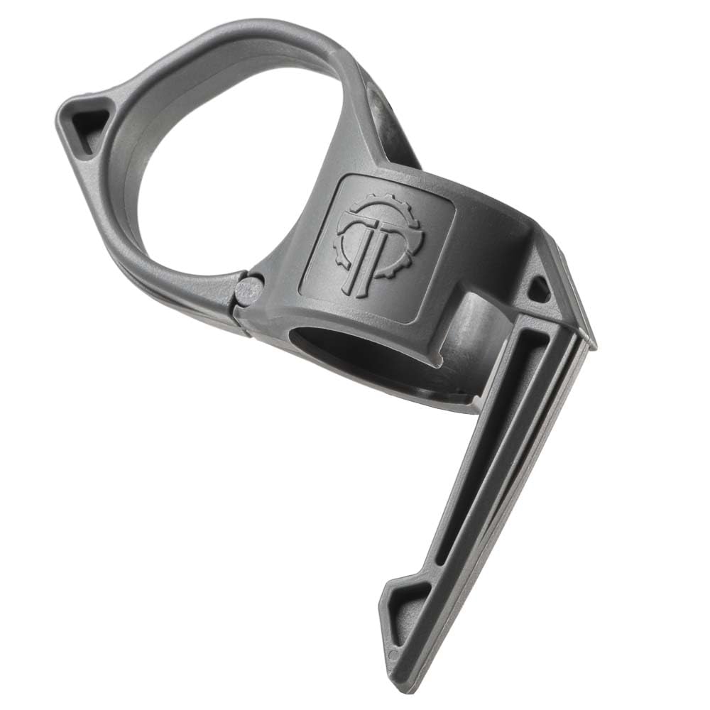 Thyrm Switchback Large 2.0 Flashlight Ring (Urban Grey, Non-Dual Fuel Version) Finger Release Ring With Pocket Clip For Many 1-Inch Diameter Lights, Made In Usa