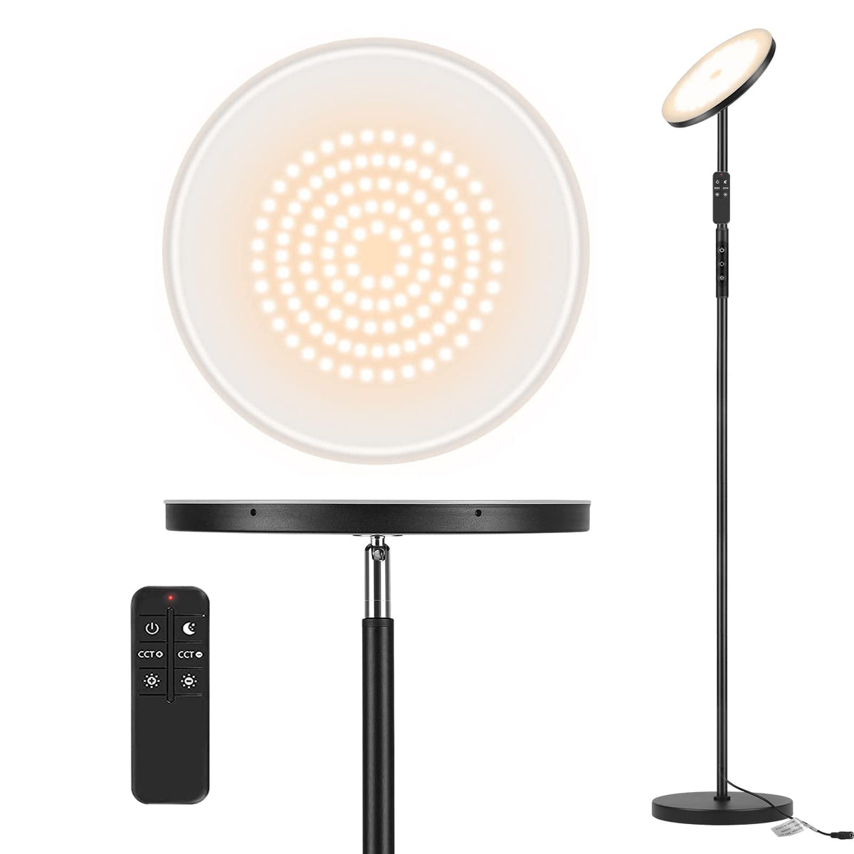 Led Floor Lamp, 2400Lm Super Bright Standing Lamp 250W Equivalent With 2700K-6500K Stepless Dimming, Modern Torchiere Sky Lamp W