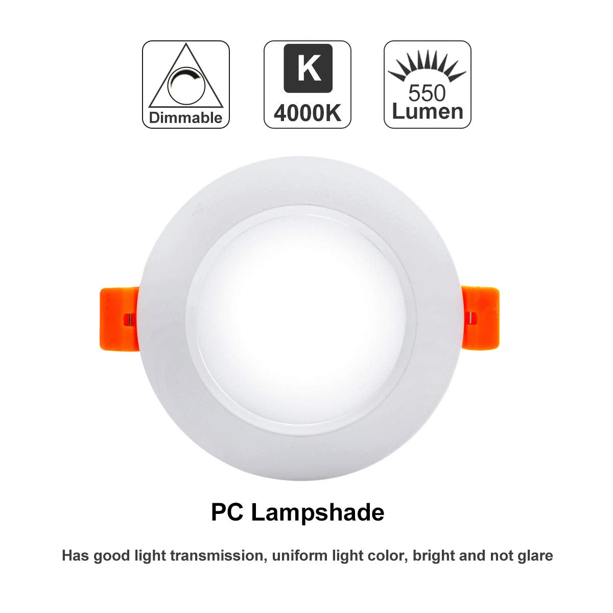 Ygs-Tech 3.5 Inch Led Recessed Lighting  Dimmable Downlight 7W(55W Halogen Equivalent)  Cri80  4000K Natural White  Ceiling Light With Led Driver(4 Pack)
