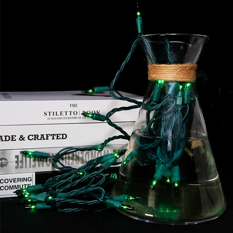 Multi-Sparking Green Christmas String Lights - 35 Count Incandescent Mini Green Christmas Lights For Small Tree, Crafts, Indoor