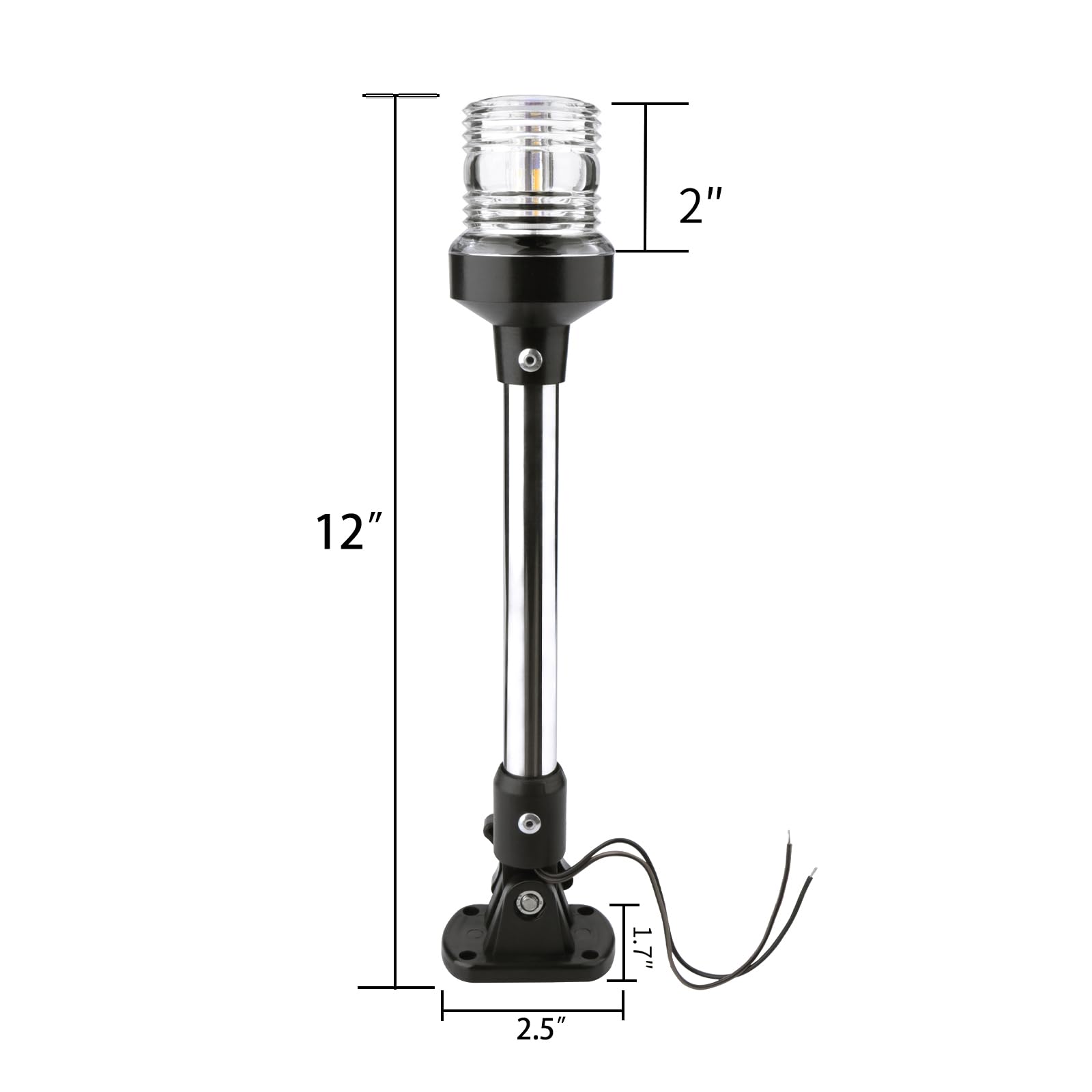 Marinexplore Stern Light - White Led Anchor & Bimini Top Lights For Pontoon & Fishing Boats, 3Nm, 1224V, 12''