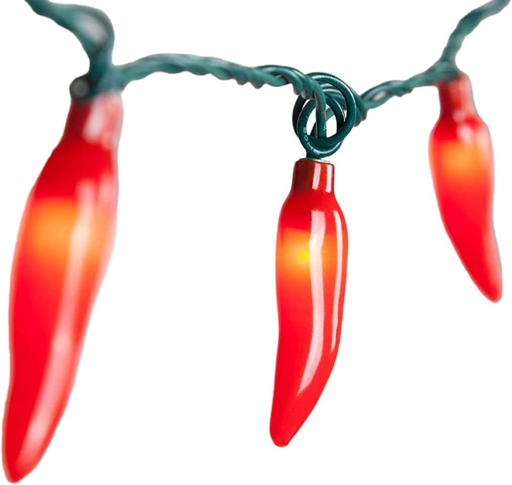 Red Chili Pepper Lights, 13.6Ft Christmas Decorations String Lights with 35 Red Chili Pepper Lights for Mexican Fiesta Indoor Party Kitchen Patio Bedroom Decorations, Green Wire