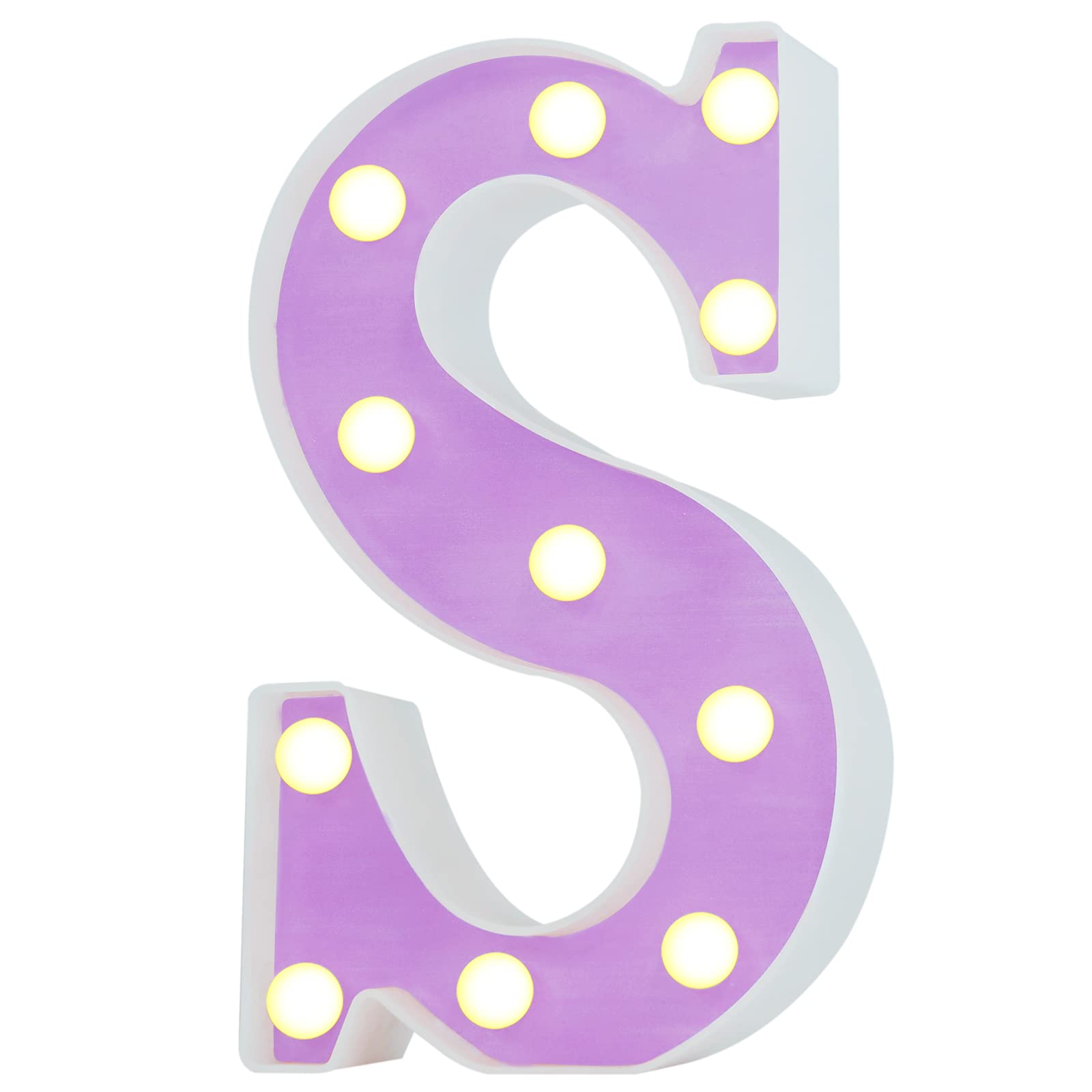 Pooqla LED Letter Lights, Purple Alphabet Sign, Small Plastic Night Light Decoration