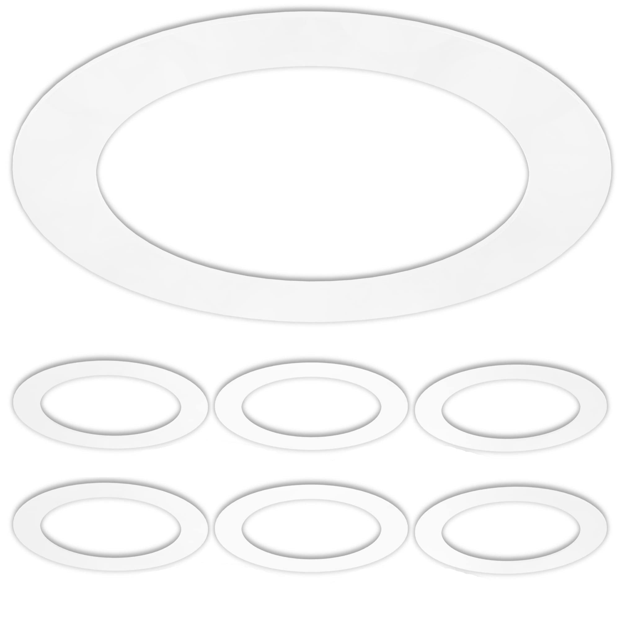 Lighting Labs 6 Pack Gloss White Goof Trim Ring for 8" Recessed Can Light, 8.6" Outer Diameter, 6.2" Inner Diameter, Plastic