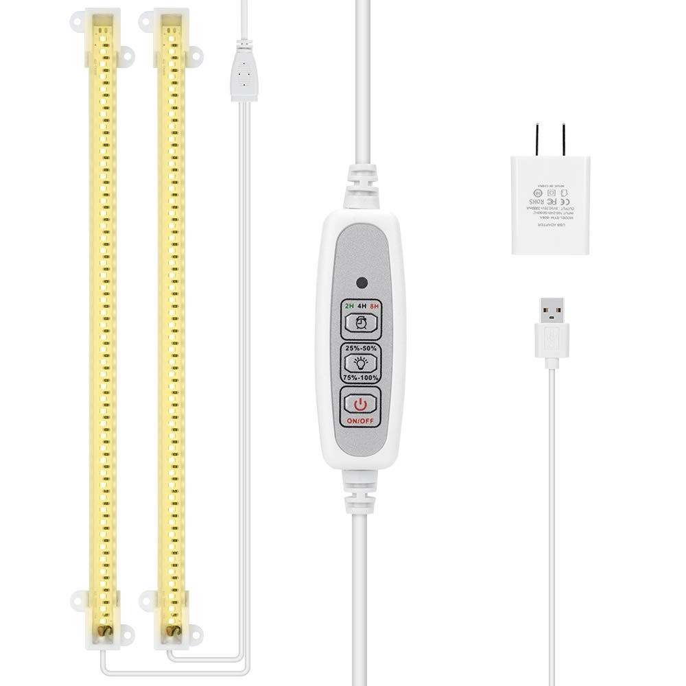 Mosthink Led Plant Grow Light Strips Full Spectrum For Indoor Plants With Auto On/Off Timer, 48 Leds / 4 Dimmable Levels, Sunlik