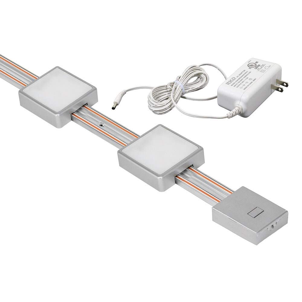 Jesco Lighting Kit-Rz-T12-Sq2-30-Sv Radianz 2-Light Dimmable Square Led Track Lighting Kit, Silver, 12&quot;