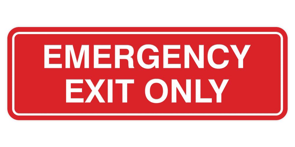 Signs ByLITA Standard Emergency Exit Only Sign - Easy Installation | Durable Wall or Door Sign (Red) - Small 2 Pack