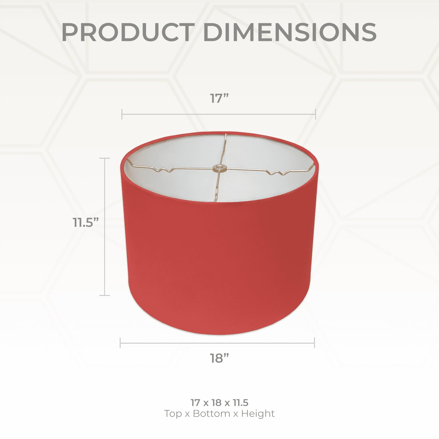 Royal Designs, Inc. Shallow Drum Lamp Shade, HB-610-18RED-2, Metal, 17 x 18 x 11.5, Red, 2 Pack