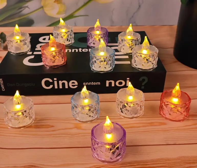 One94Store 6 Pcs Flameless and Smokeless Decorative Candles Transparent Acrylic Led Tea Light Candle for Christmas, Festival,Can