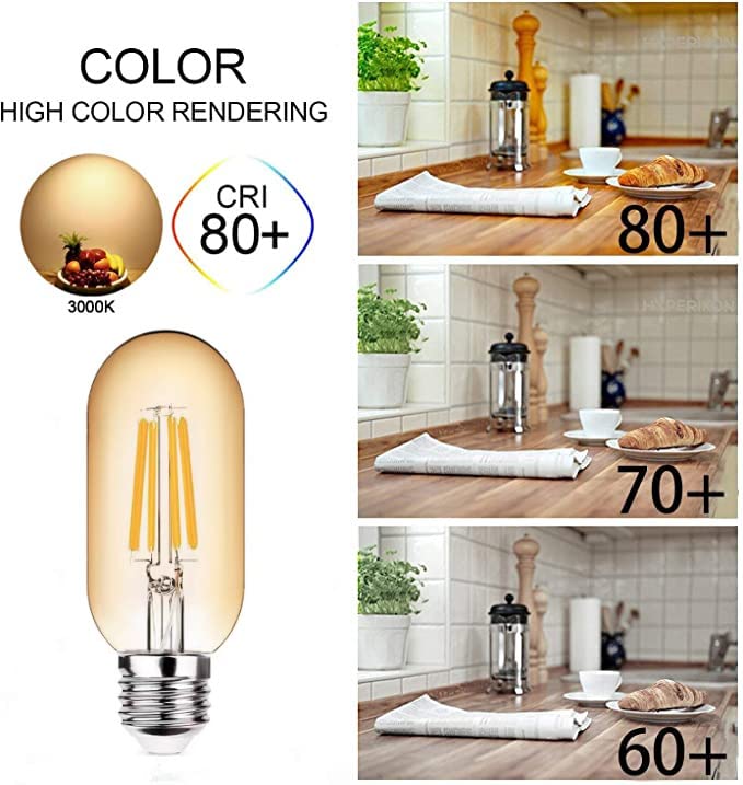 Notoc E26 Led Light Bulb 4W,Equivalent 40W,T14/T45 Tubular Light Bulb Non Dimmable Amber Warm 2300K,Antique Clear Edison Filamen