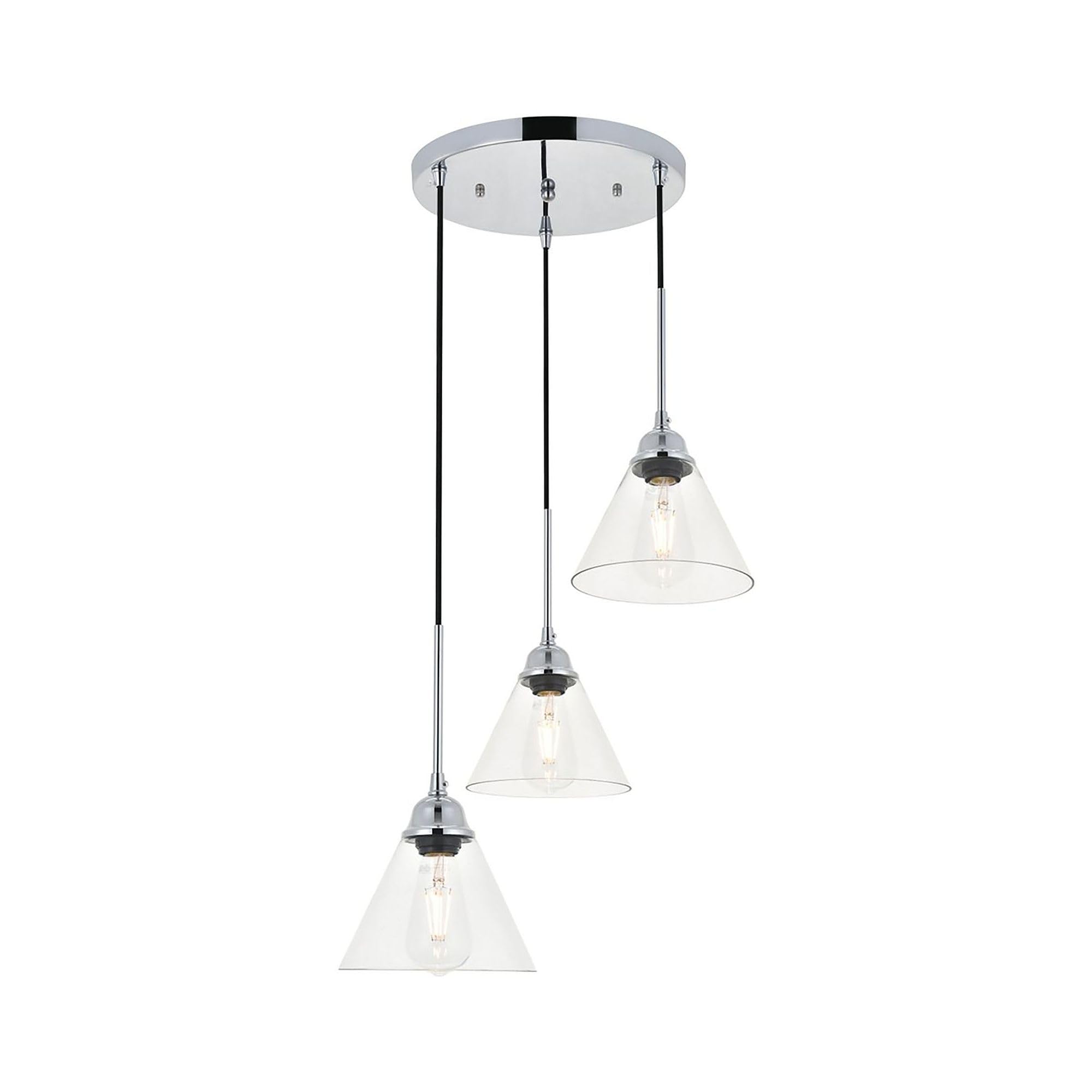 Living District Chrome 3-Light Pendant Light – Modern Indoor Ceiling Fixture, 17.9&quot;W X 7.1&quot;H